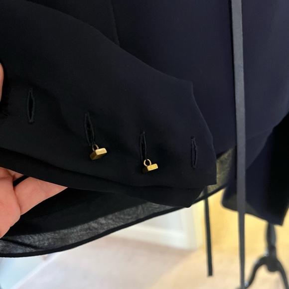 Valentino Black Blouse / Top with leather flowers Sz S - Picture 4 of 9